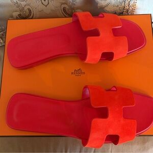 HERMES women’s  Red/orange Oran  Sandals 39/9
